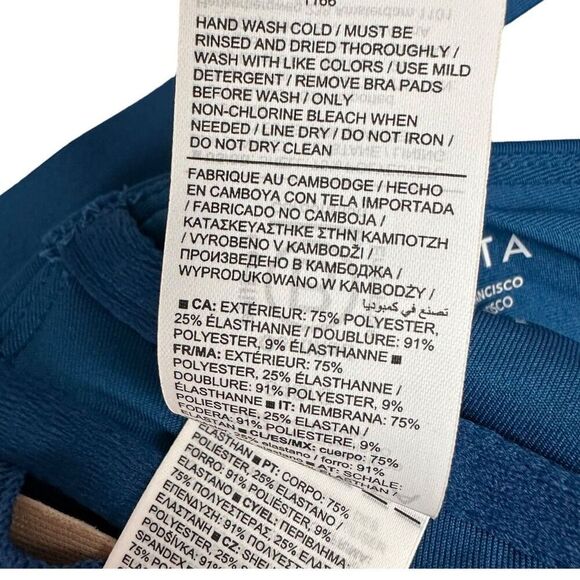 Athleta Square Neck V Bra Cup Bikini Top Dark Lapis Blue size 34 B/C NWOT - Picture 7 of 9